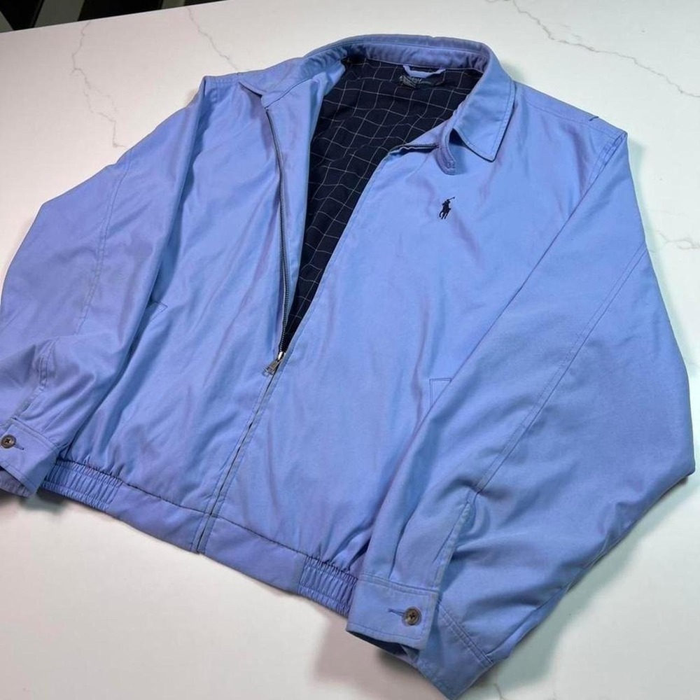 Polo Ralph Lauren Harrington Jacket Mens XXL Blue Full Zip Windbreaker Pony‎